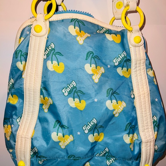 🍒 Vintage Super Rare Juicy Couture Purse Bag Blue Cherry Print Handbag 🍒 - Picture 3 of 13